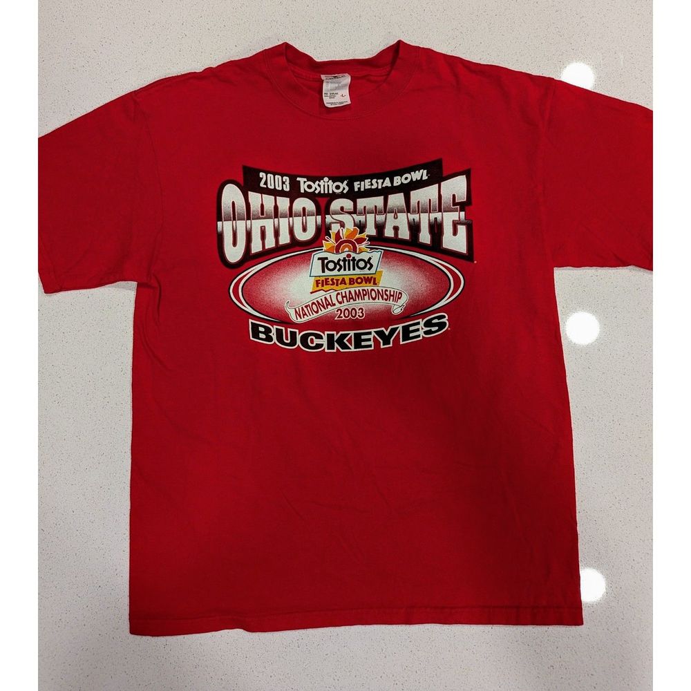 Vintage 2003 Ohio State Buckeyes Football Fiesta Bowl Shirt Size L Mens Red